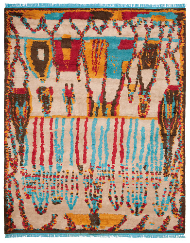 Luxurious Wool & Silk Hand-Woven Multicolored Rug
