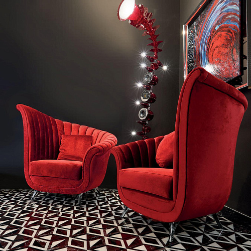 Classic Velvet Red Armchair