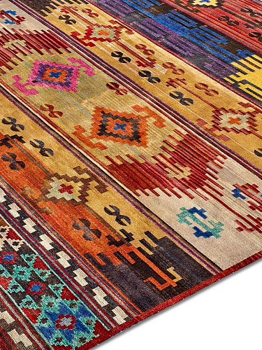 Original Natural Black Hand-Knotted Wool Rug
