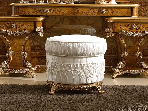 White Italian Fabric Pouf