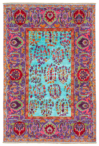 Hand-Knotted Wool / Silk Designer Rug