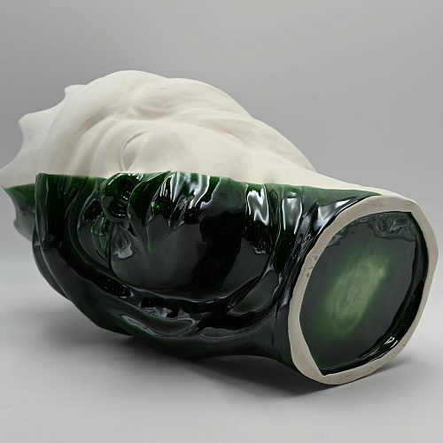 Italian Handcrafted Green and White Moor's Head Sculpture