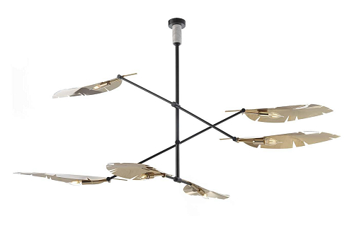 Leaf Soft Gold & Black Marble Chandelier