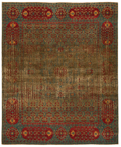 Red Hand-woven Wool / Silk Luxury Rug