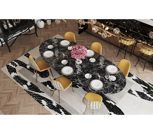 Oval XL Nero Marquina Luxe Dining Table