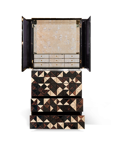 Mosaic II Walnut Designer Cabinet
