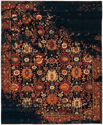 Faded Hand-Knotted Vintage Style Luxury Rug