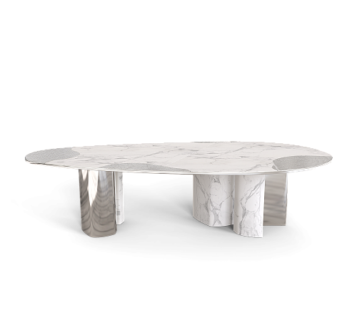Marble & Silver Luxe Dining Table