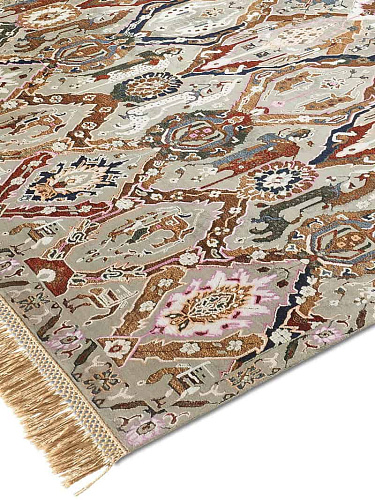 KavaBagh Grey / Green Wool & Silk Rug