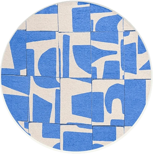 Sky Blue Accent Round Rug
