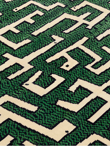 Ciliophora Green Round Wool Rug