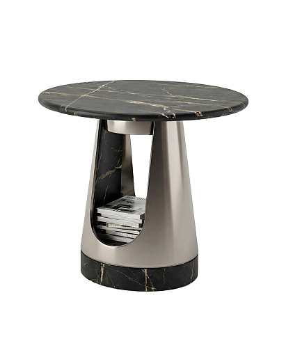 Aura Round Coffee Table with Dark Stone Top
