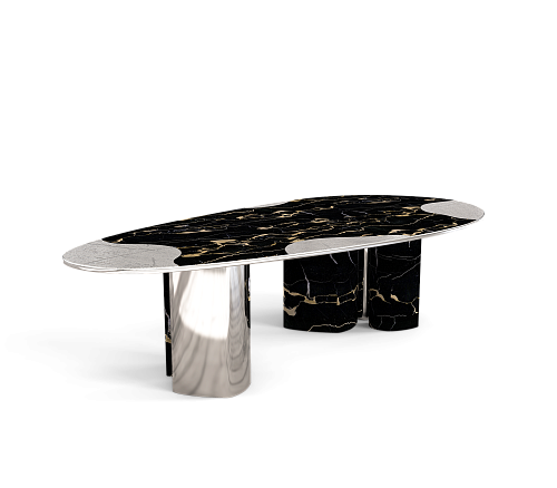 Marble & Silver Luxe Dining Table