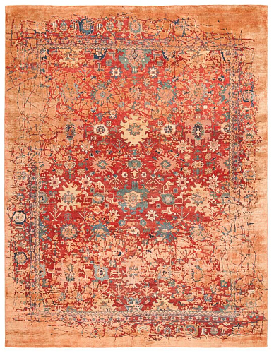 Faded Hand-Knotted Vintage Luxury Rug