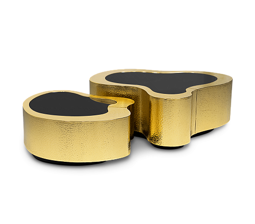 Hammered Brass Coffee Table Set