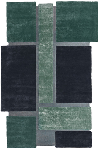 Pop Art Designer Green / Blue Luxury Rug