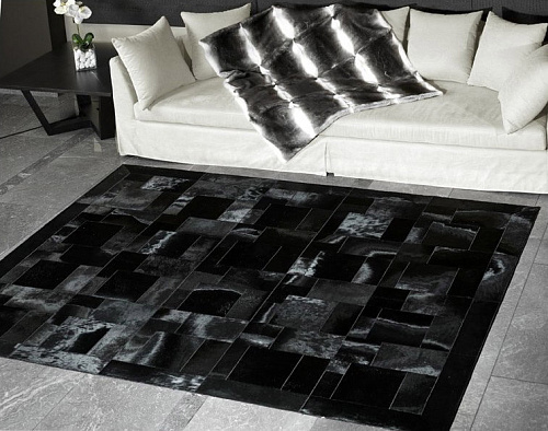 Puzzle Black Luxury Cowhide Rug