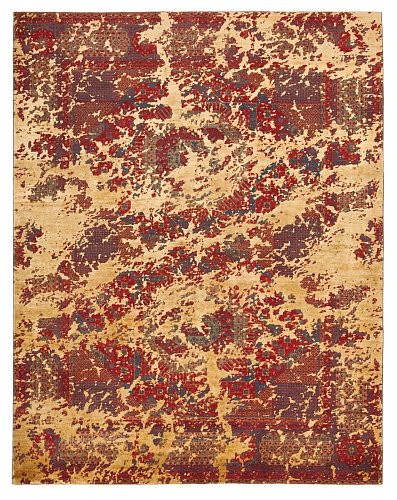 Red / Yellow Hand-woven Wool / Silk Luxury Rug