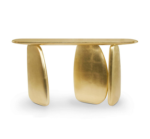 Sculptural Gold Artisan Console Table
